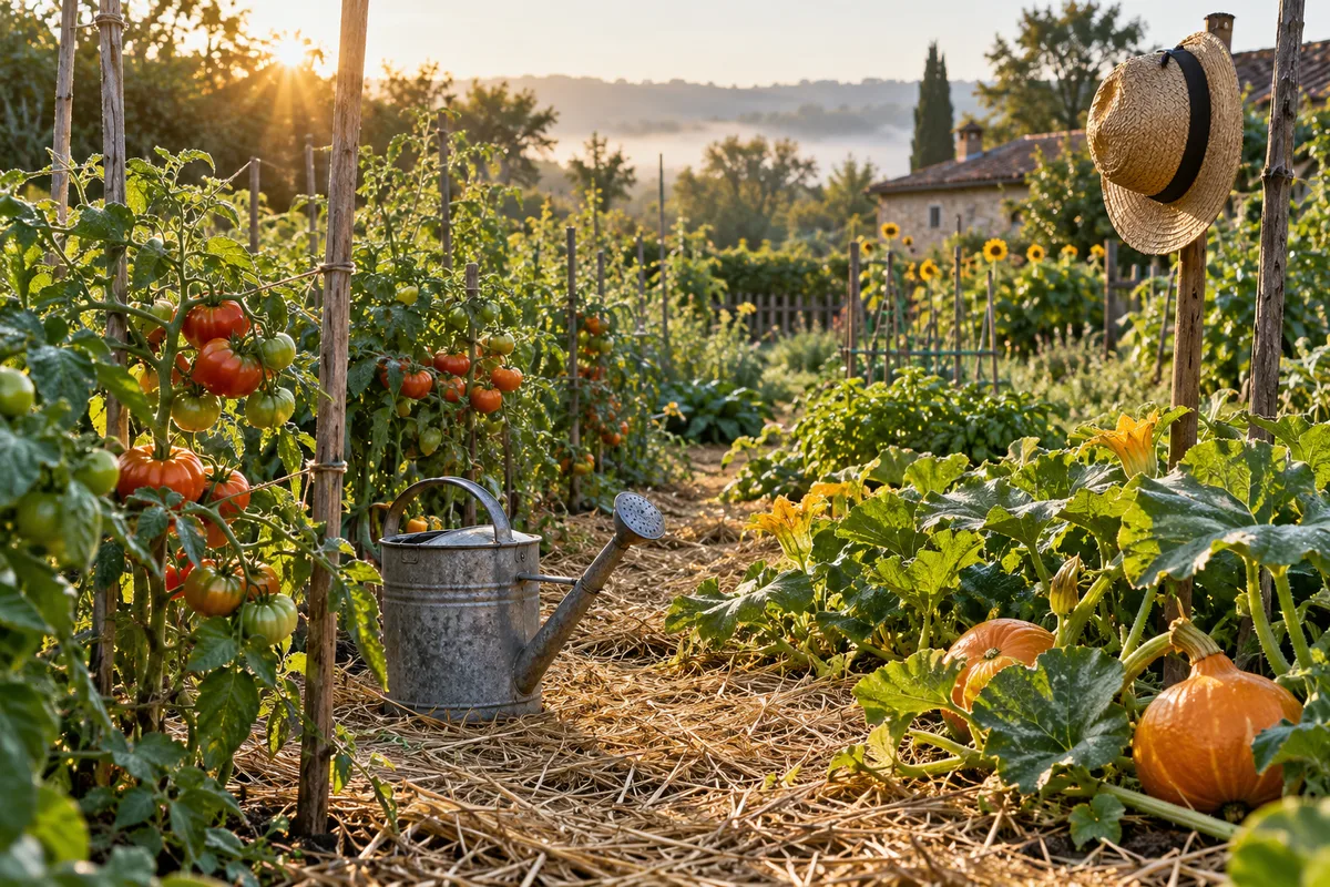 Potager en fin d&rsquo;été cultivé pendant une année sabbatique